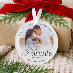 Ornamento Primeiro Natal como Pais Personalizado Bebê Duas F