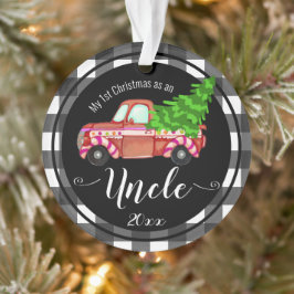 Ornamento Primeiro Natal como Tio Red Truck Photo
