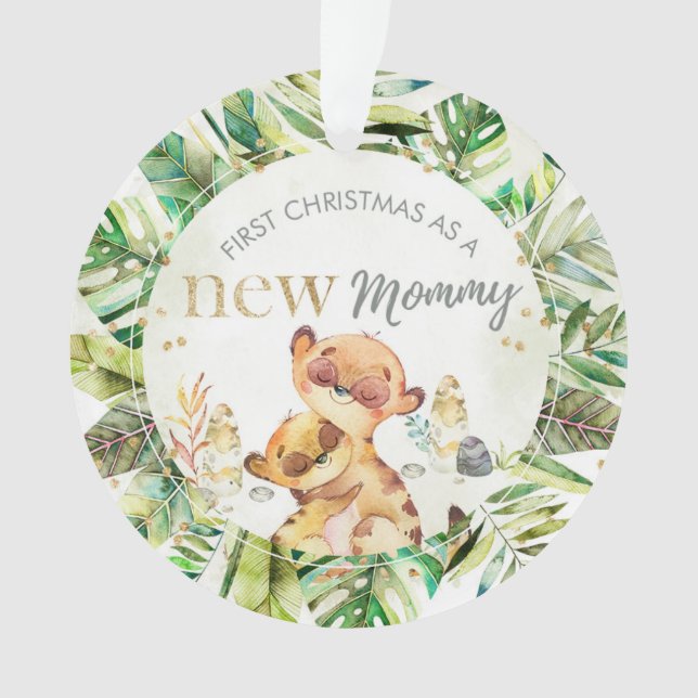 Ornamento Primeiro Natal Como Um Novo Meerkat De Mamãe (Frente)