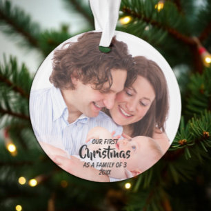 Ornamento Primeiro Natal como uma Família de 3