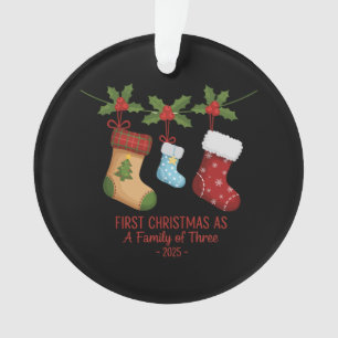 Ornamento Primeiro Natal como uma Família de Três 2025 Fof