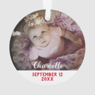 Ornamento Primeiro Natal como vovó vermelha e branca com fot