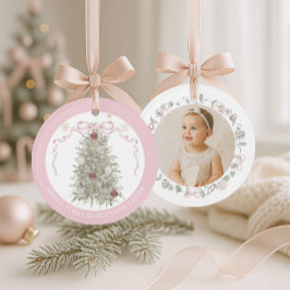 Ornamento Primeiro Natal da Menina Rosa