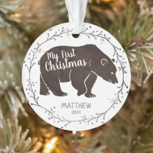 Ornamento Primeiro Natal do Bear do Urso Personalizado