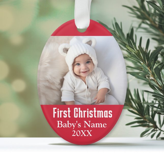 Ornamento Primeiro Natal do Bebê (Personalized First Christmas Ornament)