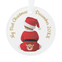 Primeiro Natal do Bebê Acrílico Personalizado