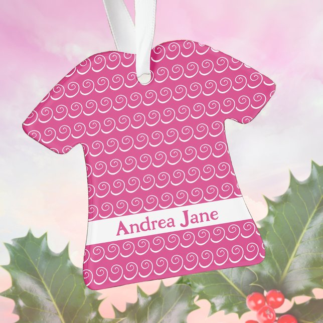 Ornamento Primeiro Natal do Bebê de Vestido Rosa (Criador carregado)