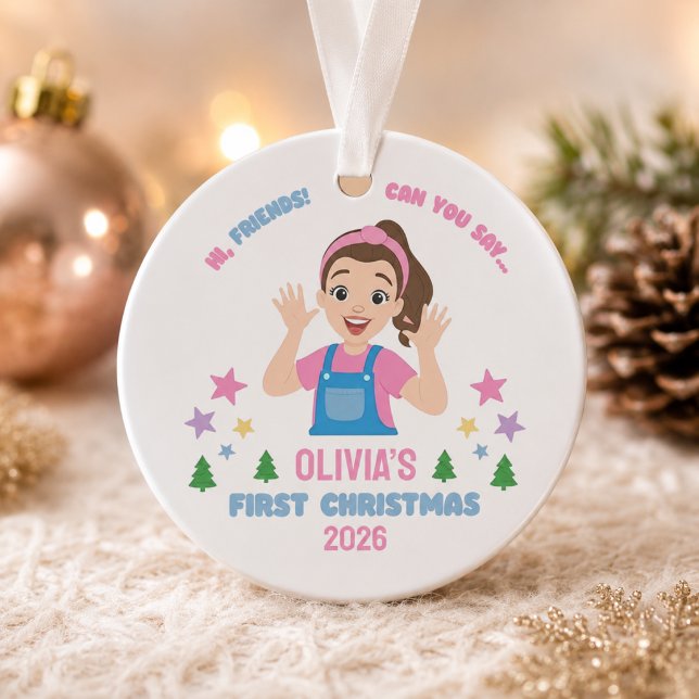 Ornamento Primeiro Natal do Bebê Nome Personalizado (Criador carregado)