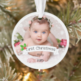 Ornamento Primeiro Natal do Bebê Totalmente Personalizado