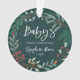 Ornamento Primeiro Natal do Green Winter Botanical Baby