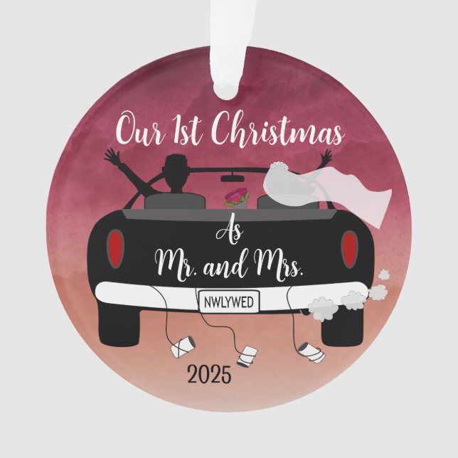 Ornamento Primeiro Natal do Newlyweds (Frente)