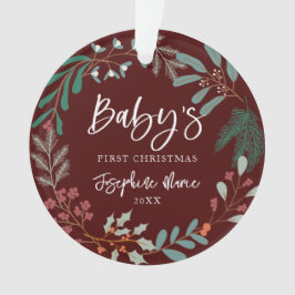 Ornamento Primeiro Natal do Red Winter Botanical Baby
