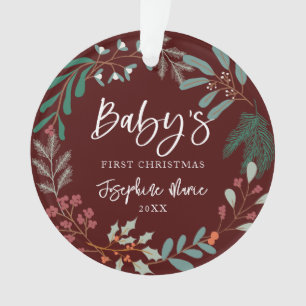 Ornamento Primeiro Natal do Red Winter Botanical Baby