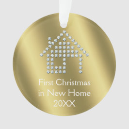 Ornamento Primeiro Natal em metálico Dourado novo da casa