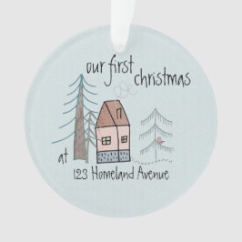 Ornamento Primeiro Natal em New Home Cute Doodle House