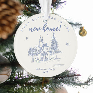 Ornamento Primeiro Natal em Nossa Nova Casa Azul