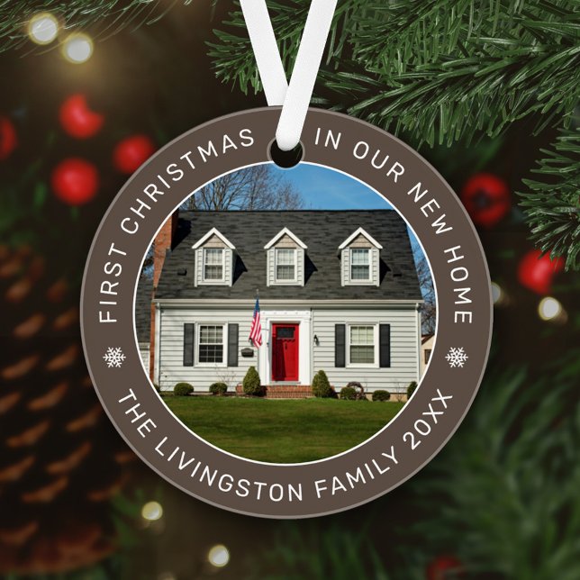Ornamento Primeiro Natal em Nossa Nova Foto Personalizada Ca (Criador carregado)