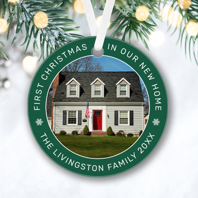 Ornamento Primeiro Natal em Nossa Nova Foto Personalizada Ve (Criador carregado)