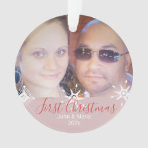 Primeiro Natal Flocos de Neve Foto Rosa