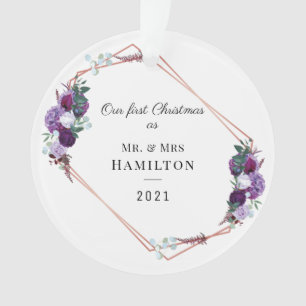 Ornamento Primeiro Natal Frame Geométrico Floral Puro