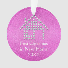 Ornamento Primeiro Natal na casa nova - rosa