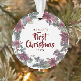 Ornamento Primeiro Natal Novo Pet Dog Photo Floral