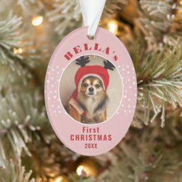 Ornamento Primeiro Natal - Pet Photo Stars Blush Pink