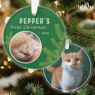 Ornamento Primeiro Pinheiro de Natal Gatinho Gato 2 Foto Lem