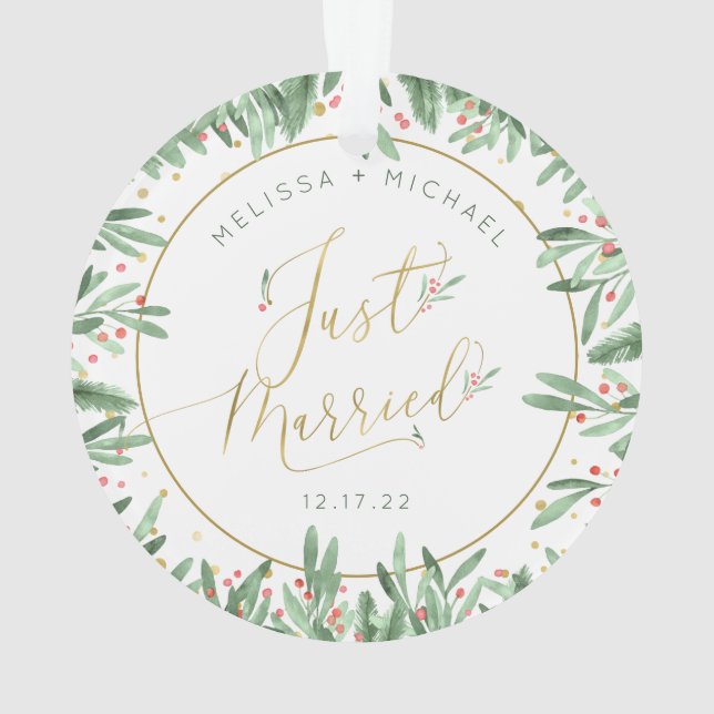 Ornamento Primeiro Recem casados de Natal Datas Festivas (Verso)