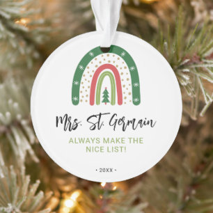 Ornamento Professores do Natal Lista Legal Arco-íris