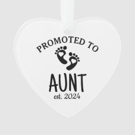 Ornamento Promovido a tia/anúncio de nascimento Coração de C