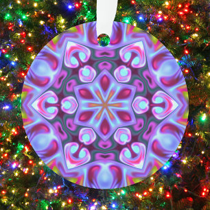 Ornamento Psicodélica Azul Hippie Rosa e Amarelo