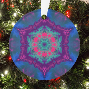 Ornamento Psicodélica Azul Hippie Roxo e Rosa