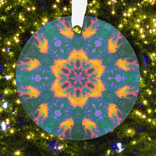 Ornamento Psicodélico Hippie Laranja e Roxo