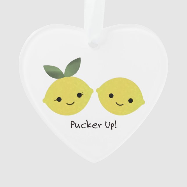 Ornamento Pucker, Cute Kawaii Lemons (Verso)