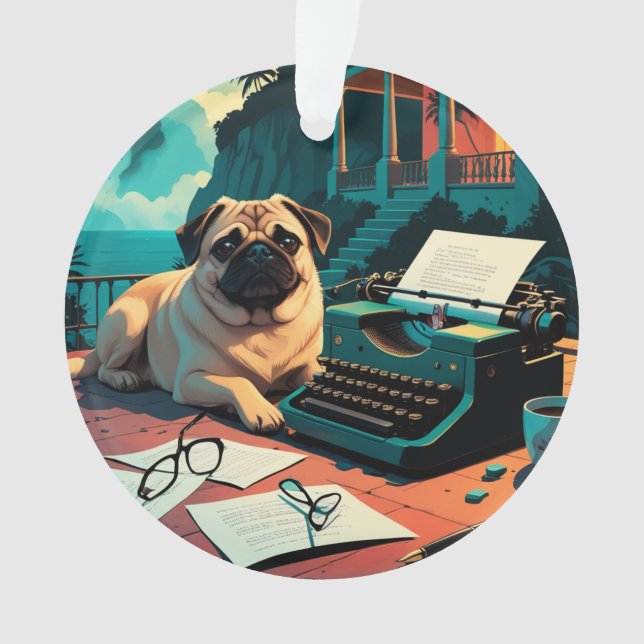 Ornamento Pug Dog gentleman vintage (Frente)