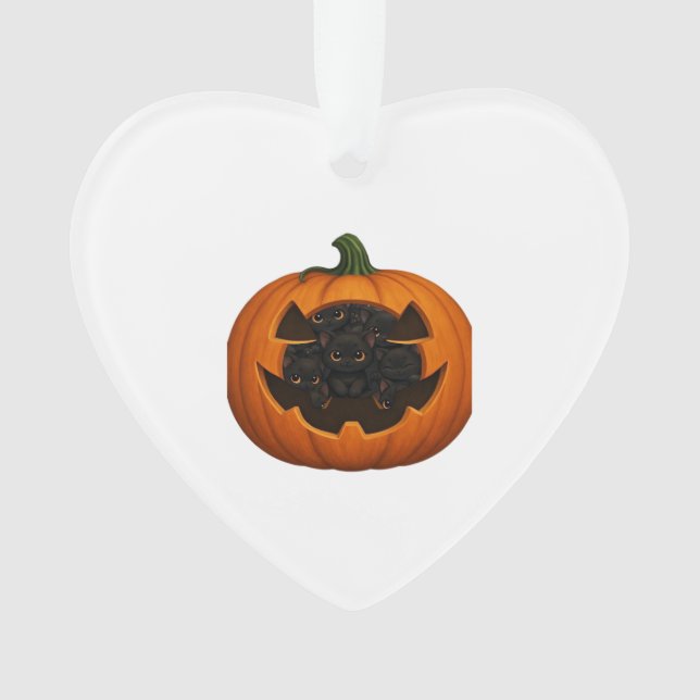 Ornamento Pumpkin Full of Kittens - Cute Black Cat Halloween (Frente)