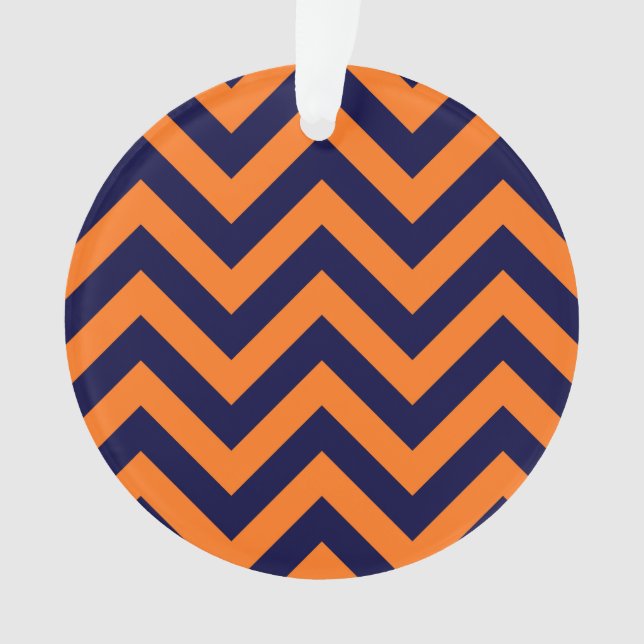 Ornamento Pumpkin, Marinho Azul Grande Chevron ZigZag Padrão (Frente)