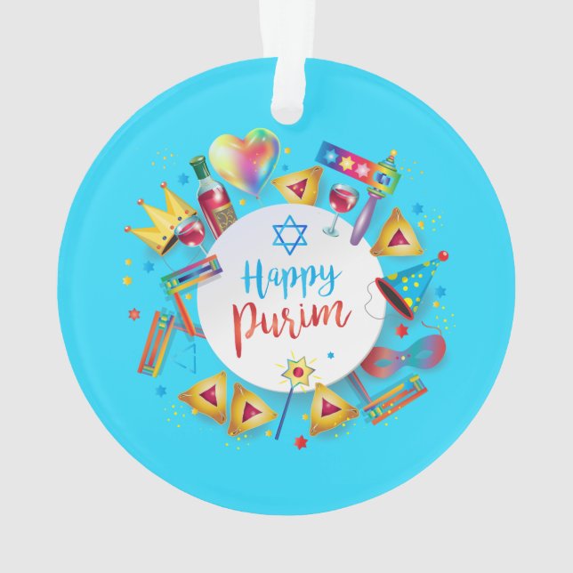 Ornamento Purim Basket Oferece Hamantaschen Gragger Hebraico (Verso)