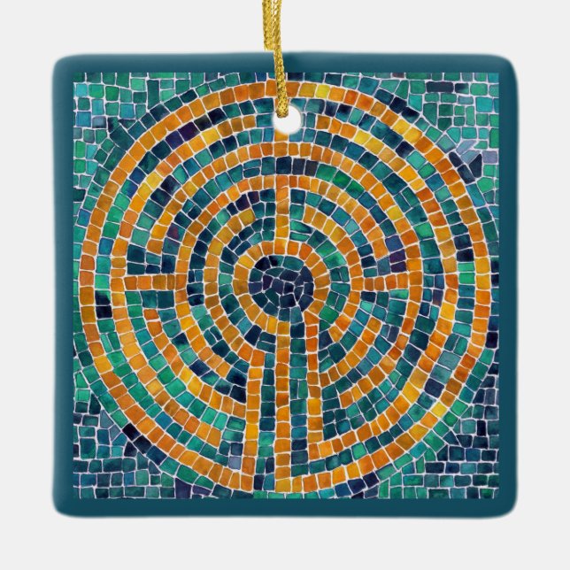 ORNAMENTO QUADRADO DE CERÂMICA LABYRINTH II (Frente)