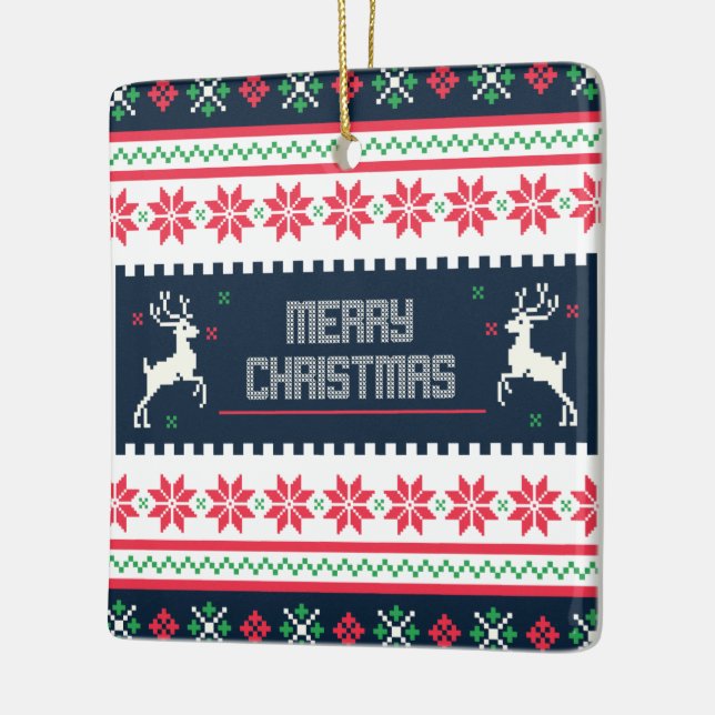Ornamento Quadrado de Feliz Natal (Esquerda)