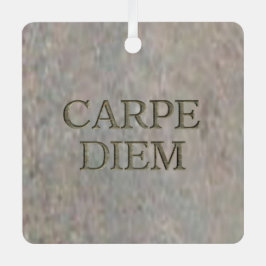 Ornamento quadrado de metal por pedra Carpe Diem