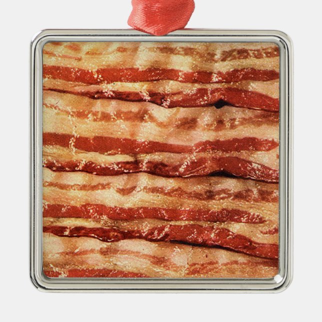 ornamento quadrado do bacon da lata (Frente)
