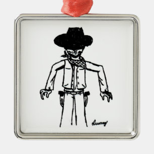 Ornamento Quadrado do Cowboy Sketch