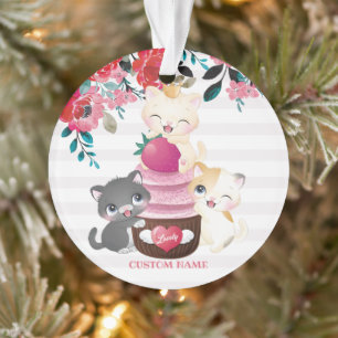 Ornamento Quadrinhos Quimsos De Cartoon Floral Gatos De Cupc