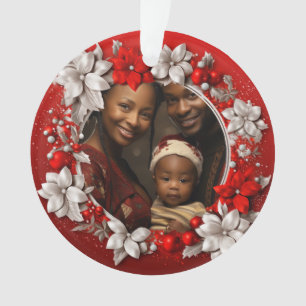 Ornamento Quadro de Foto de Natal Vermelho