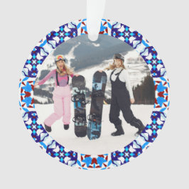 Ornamento Quadro de Fotografias de Natal Festivo Azul feliz