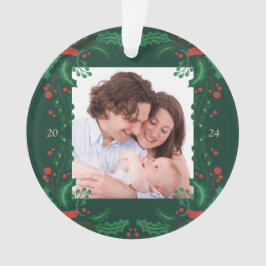 Ornamento Quadro Floral de Natal - acrílico personalizado