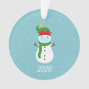 Ornamento Quarentena do Face de Natal Snowman 2020
