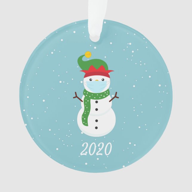 Ornamento Quarentena do Face de Natal Snowman 2020 (Frente)